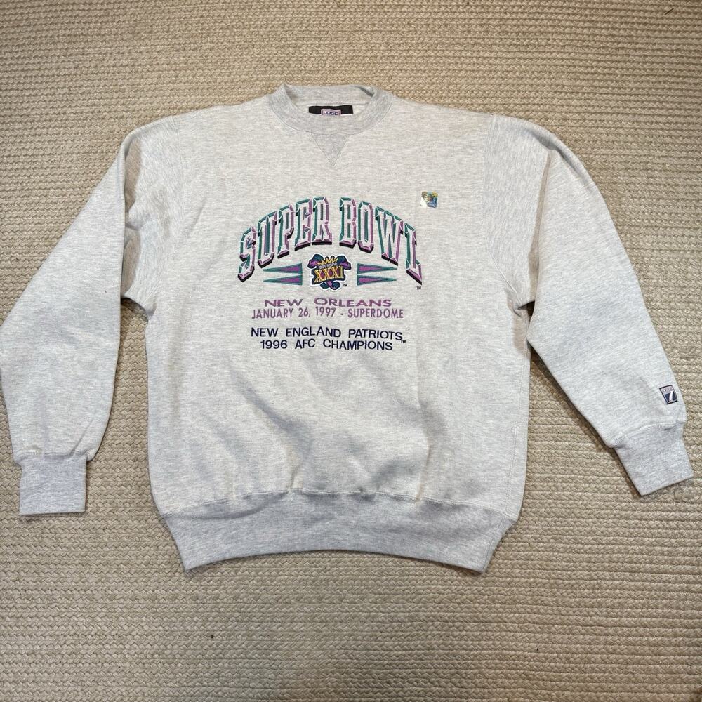 Vintage 1997 Super Bowl XXXI Crewneck Sweatshirt Logo 7 Hologram Size Large EUC